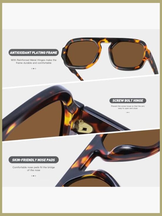 Retro Square Aviator Sunglasses UV Protection Vintage Shades